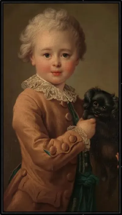 Картина Мальчик с черным спаниелем