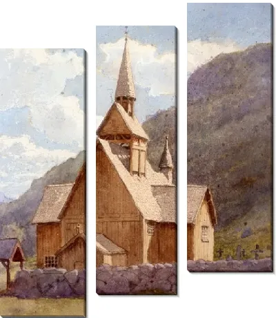 Картина Деревянная церковь в Несбиене
