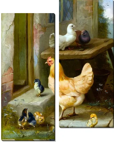 Картина Курицы и голуби (Chickens and pigeons)