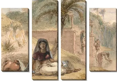 Картина Индийская девушка, сидящая у реки