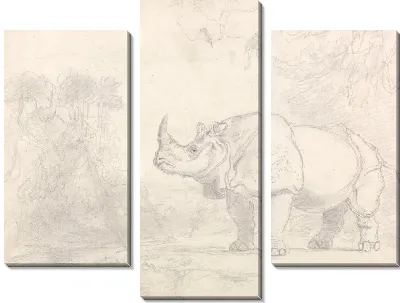 Картина Носорог, стоящий на берегу реки