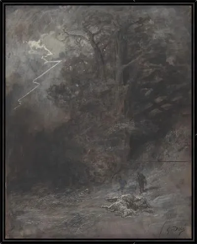 Картина Всадник и мертвая лошадь в пейзаже