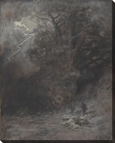 Картина Всадник и мертвая лошадь в пейзаже