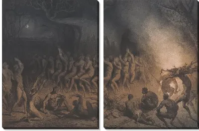 Картина Религиозный танец негров. Поклонение луне