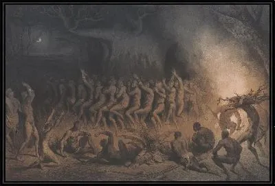 Религиозный танец негров. Поклонение луне