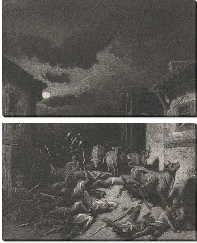 Картина Падшие солдаты в деревне