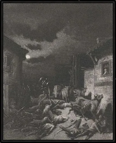 Картина Падшие солдаты в деревне