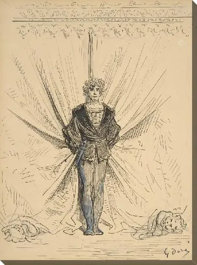 Картина Костюмированный актер перед занавесом