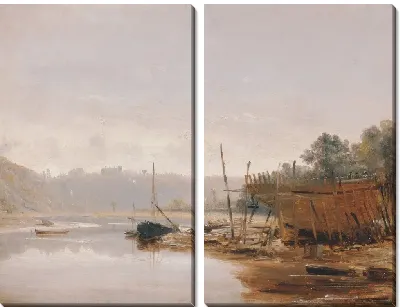 Картина Лодка возле Динан, Бретань