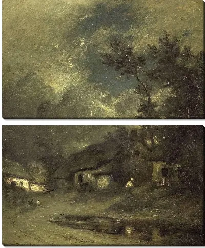 Картина Деревня ночью