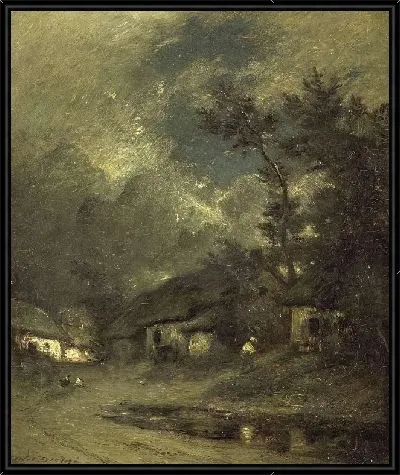 Картина Деревня ночью