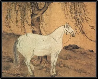 Картина Белая лошадь под ивой