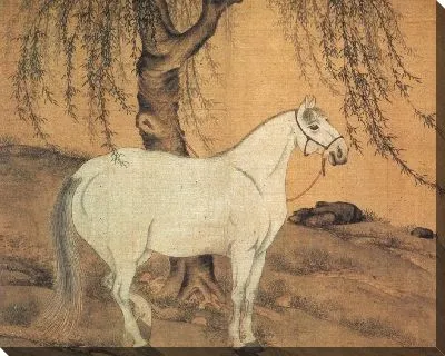 Картина Белая лошадь под ивой