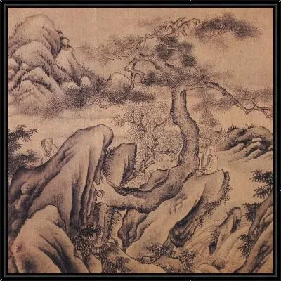 Старик ласкает сосну и смотрит на реку