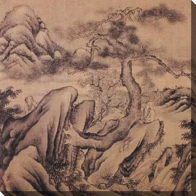 Старик ласкает сосну и смотрит на реку