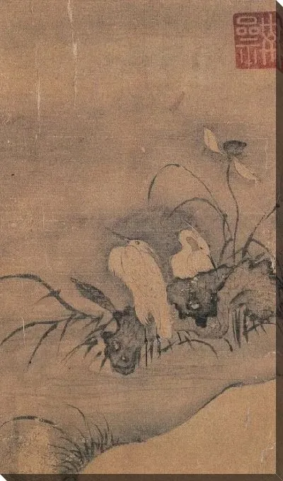 Картина Увядшие Лотос и Цапля