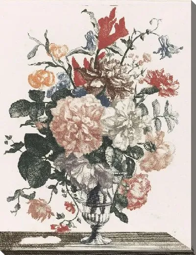 Картина Пять принтов цветов в стеклянных вазах