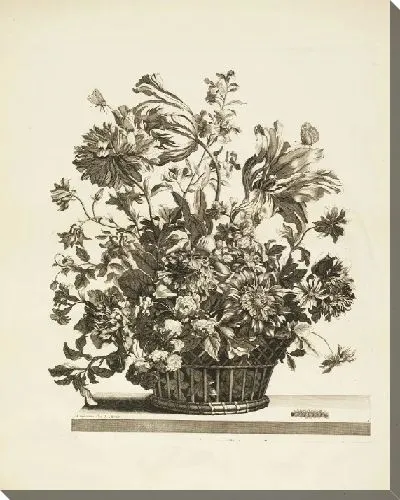 Картина Корзина с цветами на столе, тарелка 8 из серии Книги в нескольких корзинах с цветами [Цветы в корзине]