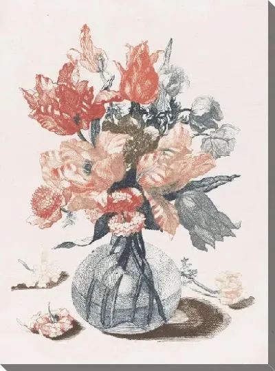 Картина Пять принтов цветов в стеклянных вазах