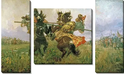 Картина Поединок Пересвета с Челубеем на Куликовом поле