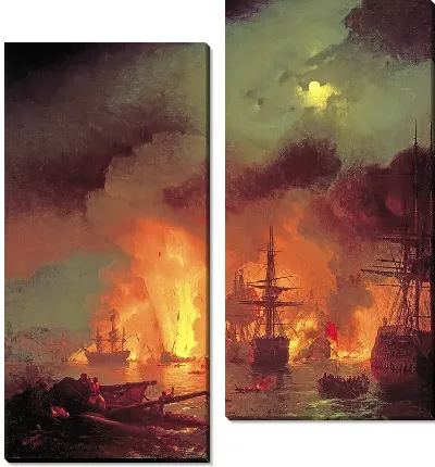 Картина Чесменский бой 25-26 июня 1770 года