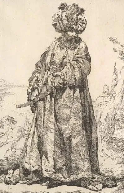Картина Паша схватил меч за бедро обеими руками, из серии «Караван султана в Мекку» (Караван дю Султан а-ля Мекк)