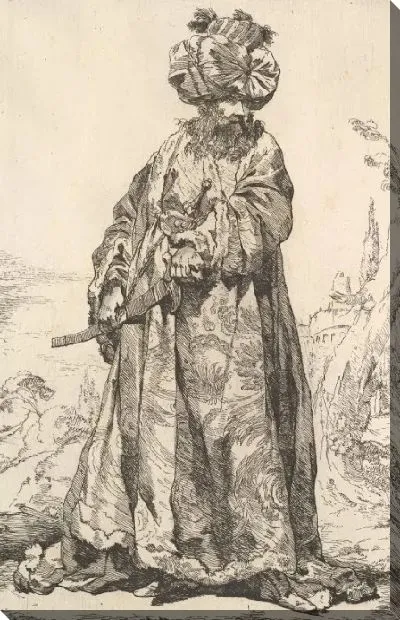 Картина Паша схватил меч за бедро обеими руками, из серии «Караван султана в Мекку» (Караван дю Султан а-ля Мекк)