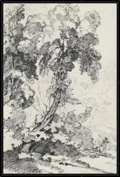 Картина Возвышающееся дерево с путешественниками