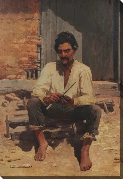 Картина Земляк, рубящий дым (этюд)