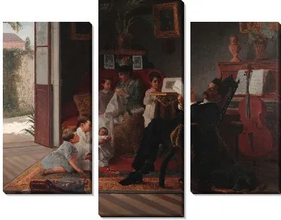 Картина Семейная сцена Адольфо Аугусто Пинто 