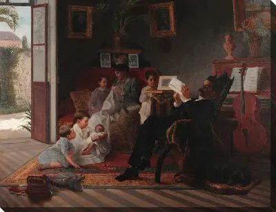 Картина Семейная сцена Адольфо Аугусто Пинто 