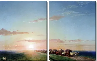 Картина Обоз в степи (Carts in the wilderness)