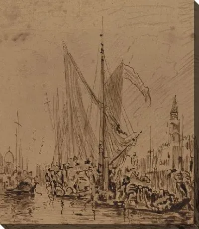 Картина Лодки и гондолы перед Пьяцца Сан Марко