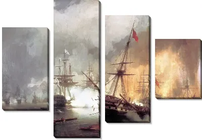 Картина Морское сражение при Наварине 2 октября 1827 года (Sea battle at Navarino on October 2, 1827)