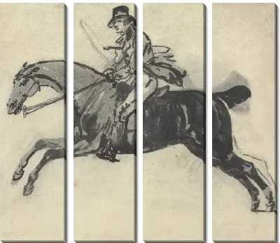 Скачущий всадник с кнутом под мышкой