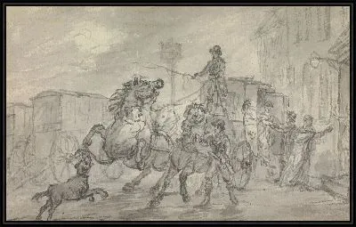 Картина Львица нападает на вожака Эксетерского почтового тренера возле гостиницы Фазан, Уинтерслоу, ночью 20 октября 1816 г.