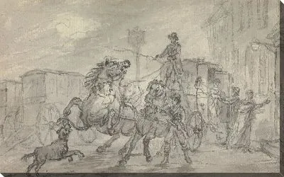 Картина Львица нападает на вожака Эксетерского почтового тренера возле гостиницы Фазан, Уинтерслоу, ночью 20 октября 1816 г.