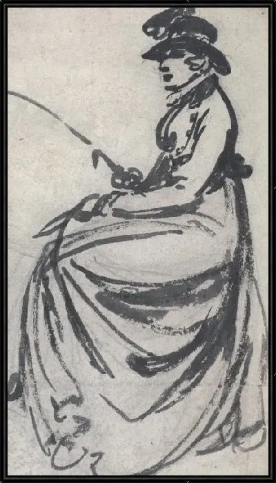 Картина Исследование женщины, сидящей на лошади