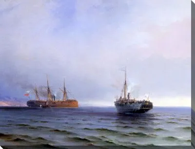 "Захват пароходом "Россия" турецкого военного транспорта "Мессина" на Черном море 13 декабря 1877 г." (Capture of the steamer ""Russia,"" the Turkish military transport 'Messina' in the Black Sea December 13, 1877)"