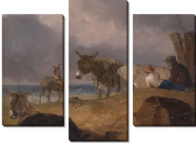 Ослы и фигуры на пляже