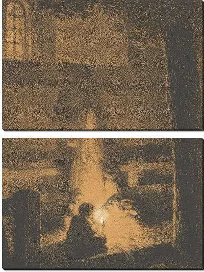 Картина Дети, держащие свечу в церкви