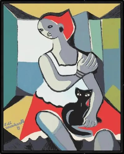 Картина Женщина с кошкой