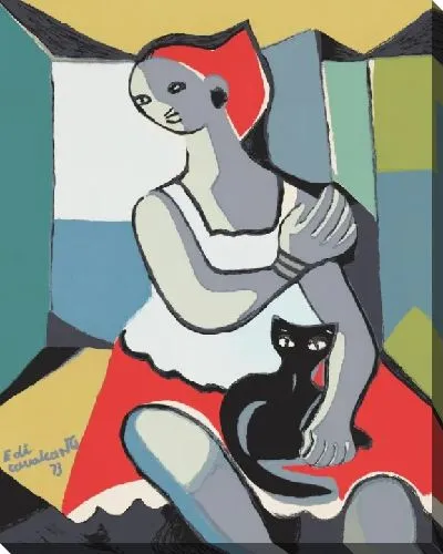 Картина Женщина с кошкой