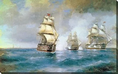 Картина Бриг «Меркурий», атакованный двумя турецкими кораблями