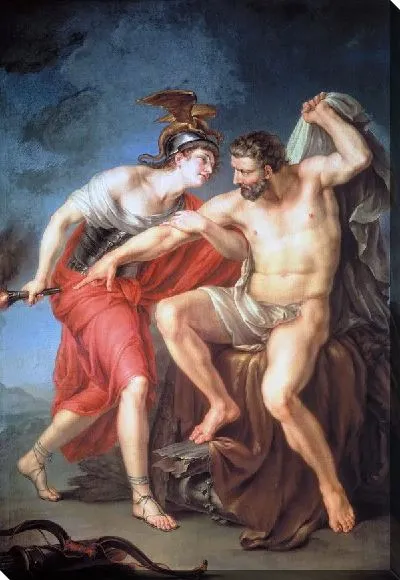 Картина Самосожжение Геркулеса на костре в присутствии его друга Филоктета (Self-immolation on the pyre of Hercules in the presence of his friend Philoctetes)