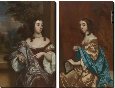 Картина Мэри Капел (1630–1715), позже герцогиня Бофорт, и ее сестра Елизавета (1633–1678), графиня Карнарвонская