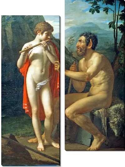 Картина Фавн Марсий учит молодого Олимпия игре на свирели