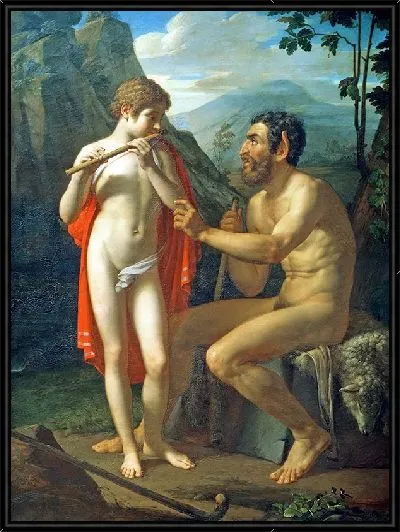 Картина Фавн Марсий учит молодого Олимпия игре на свирели