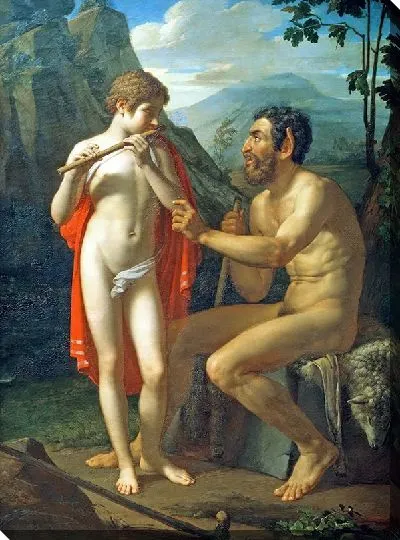 Картина Фавн Марсий учит молодого Олимпия игре на свирели