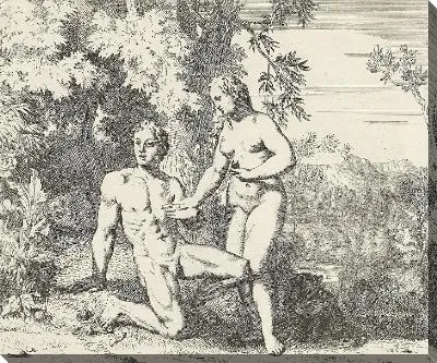 Картина Адам и Ева в раю